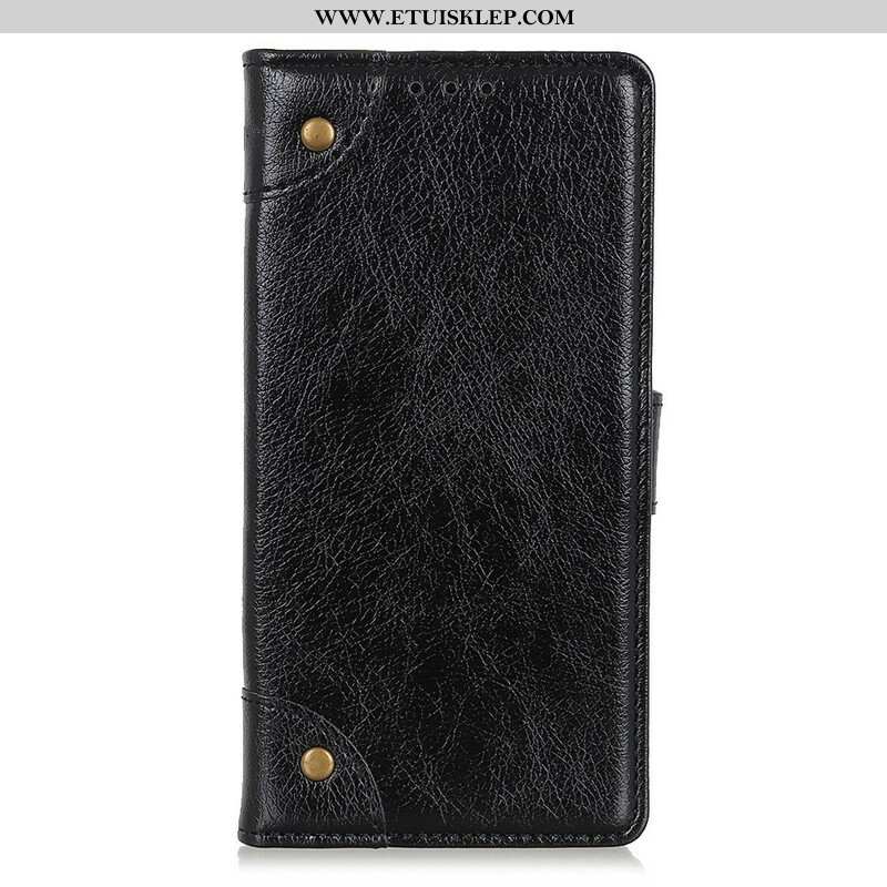 Etui Na Telefon do Samsung Galaxy A42 5G Etui Folio Nity Z Dzielonej Skóry Nappa